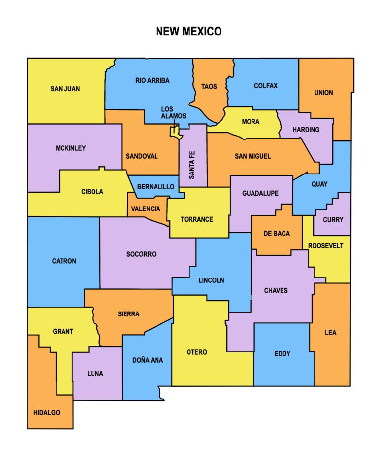 New Mexico County Map: Editable & Printable State County Maps