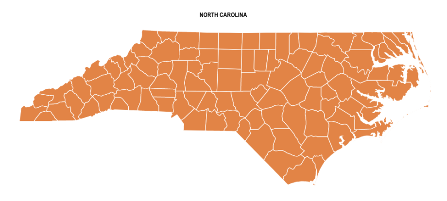 North Carolina County Map Editable - North Carolina Colored Blank County Map 920x414 