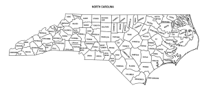 Free printable North Carolina county map outline with labels,North Carolina county map, County map of North Carolina, state, outline, printable, shape, template, download, USA, States