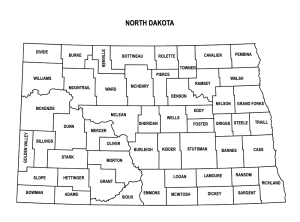 Free printable North Dakota county map outline with labels,North Dakota county map, County map of North Dakota, state, outline, printable, shape, template, download, USA, States