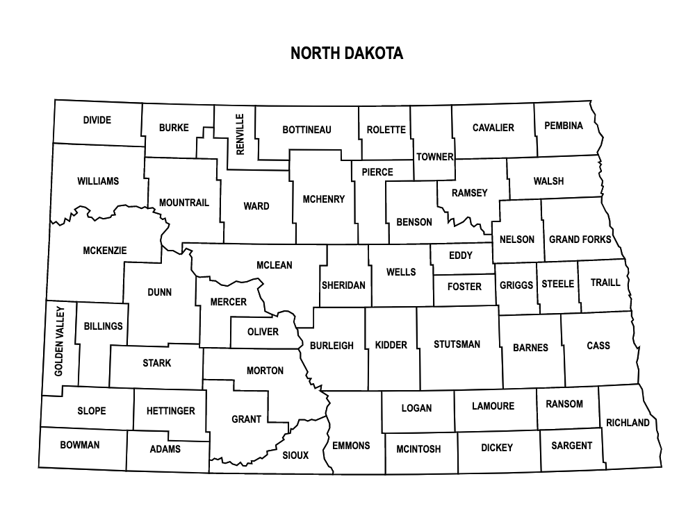 North Dakota County Map Editable & Printable State County Maps