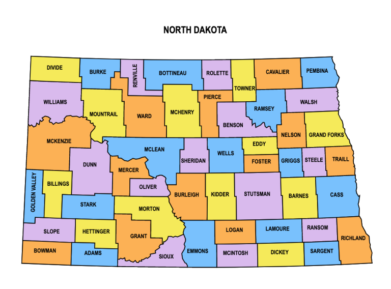 North Dakota County Map: Editable & Printable State County Maps