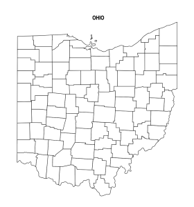 Free printable Ohio county outline map with border, Ohio county map, County map of Ohio,state, outline, printable, shape, template, download,USA, States