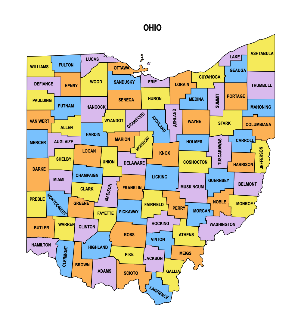 Ohio County Map Editable And Printable State County Maps 1238