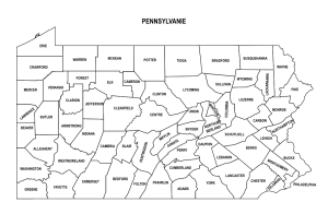 Free printable Pennsylvania county map outline with labels,Pennsylvania county map, County map of Pennsylvania, state, outline, printable, shape, template, download, USA, States