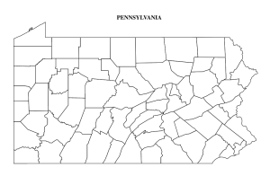 Free printable Pennsylvania county outline map with border, Pennsylvania county map, County map of Pennsylvania,state, outline, printable, shape, template, download,USA, States