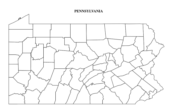 Pennsylvania County Map Editable Printable State County Maps   Pennsylvania County Outline Map With Border 575x375 