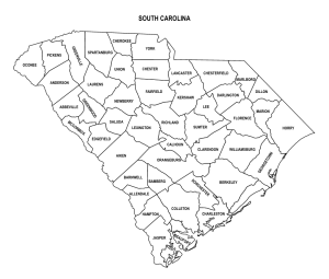 Free printable South Carolina county map outline with labels,South Carolina county map, County map of South Carolina, state, outline, printable, shape, template, download, USA, States