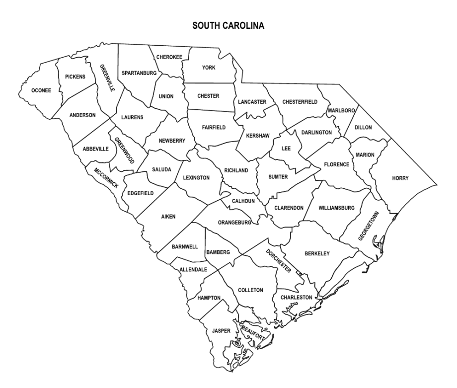 South Carolina County Map Editable Printable State County Maps   South Carolina County Map Outline With Labels 920x781 