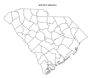 Free printable South Carolina county outline map with border, South Carolina county map, County map of South Carolina,state, outline, printable, shape, template, download,USA, States