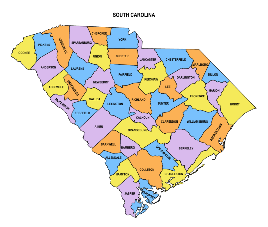 South Carolina County Map Editable And Printable State County Maps 