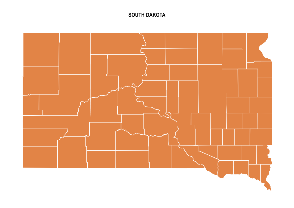 South Dakota County Map Editable Printable State County Maps