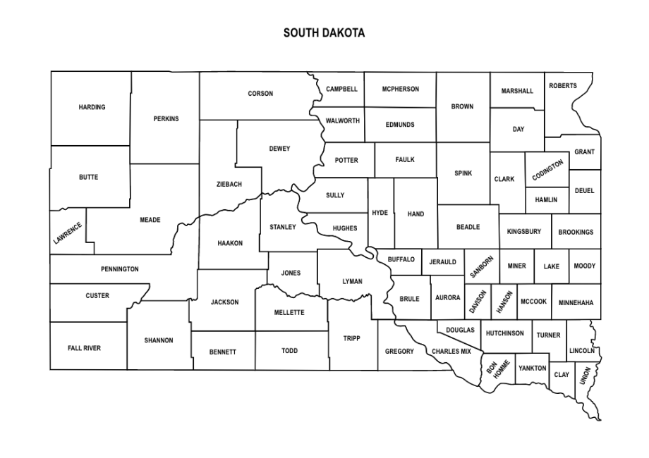 South Dakota County Map Editable & Printable State County Maps