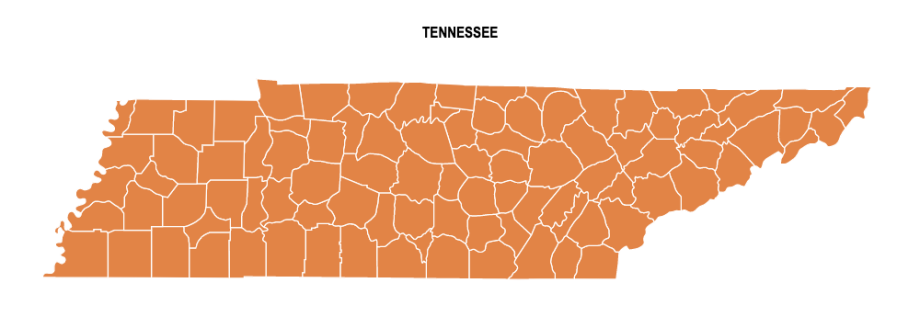 Tennessee County Map Editable Printable State County Maps   Tennessee Colored Blank County Map 920x328 