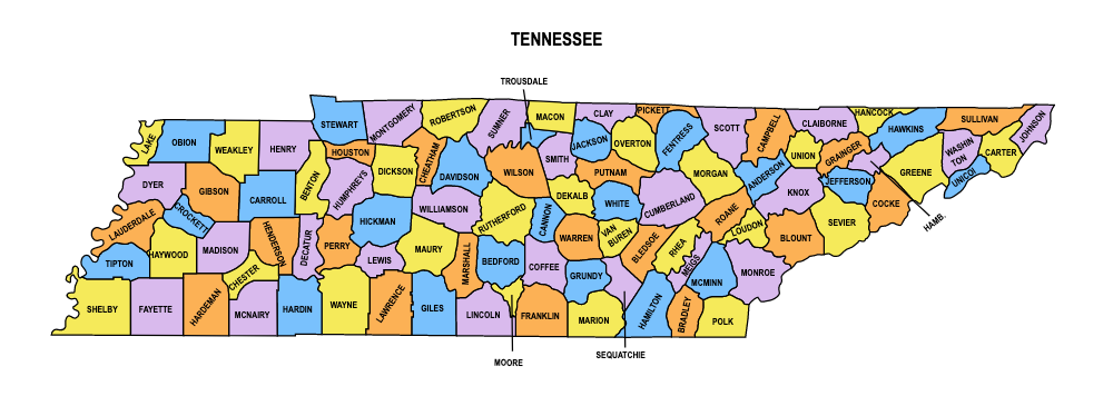 Tennessee County Map: Editable & Printable State County Maps