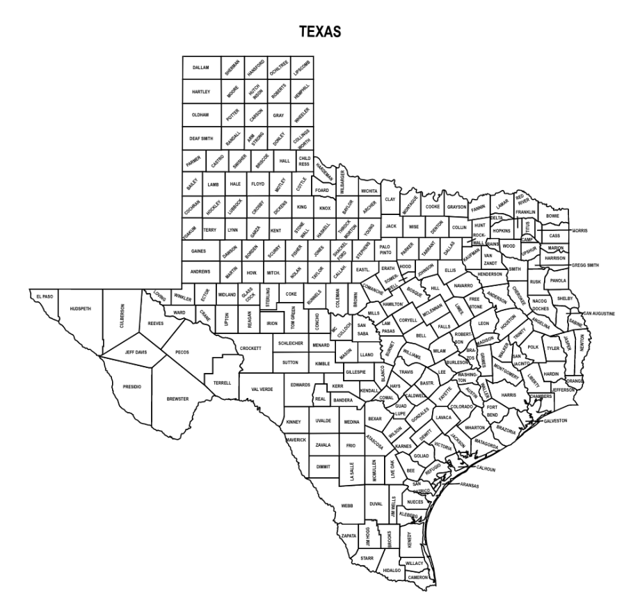 Texas County Map Editable & Printable State County Maps