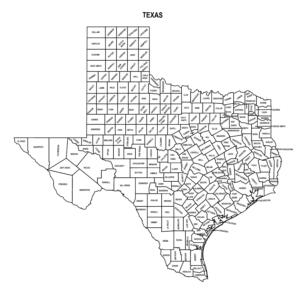 Texas County Map Editable And Printable State County Maps 9462