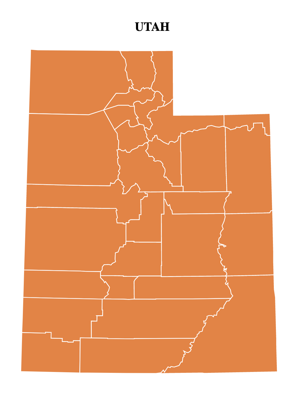 Utah County Map Editable amp Printable - Utah Colored Blank County Map 