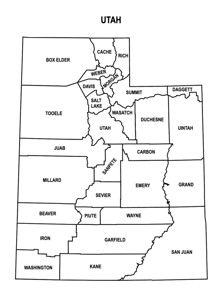 Utah County Map Editable And Printable State County Maps 7747