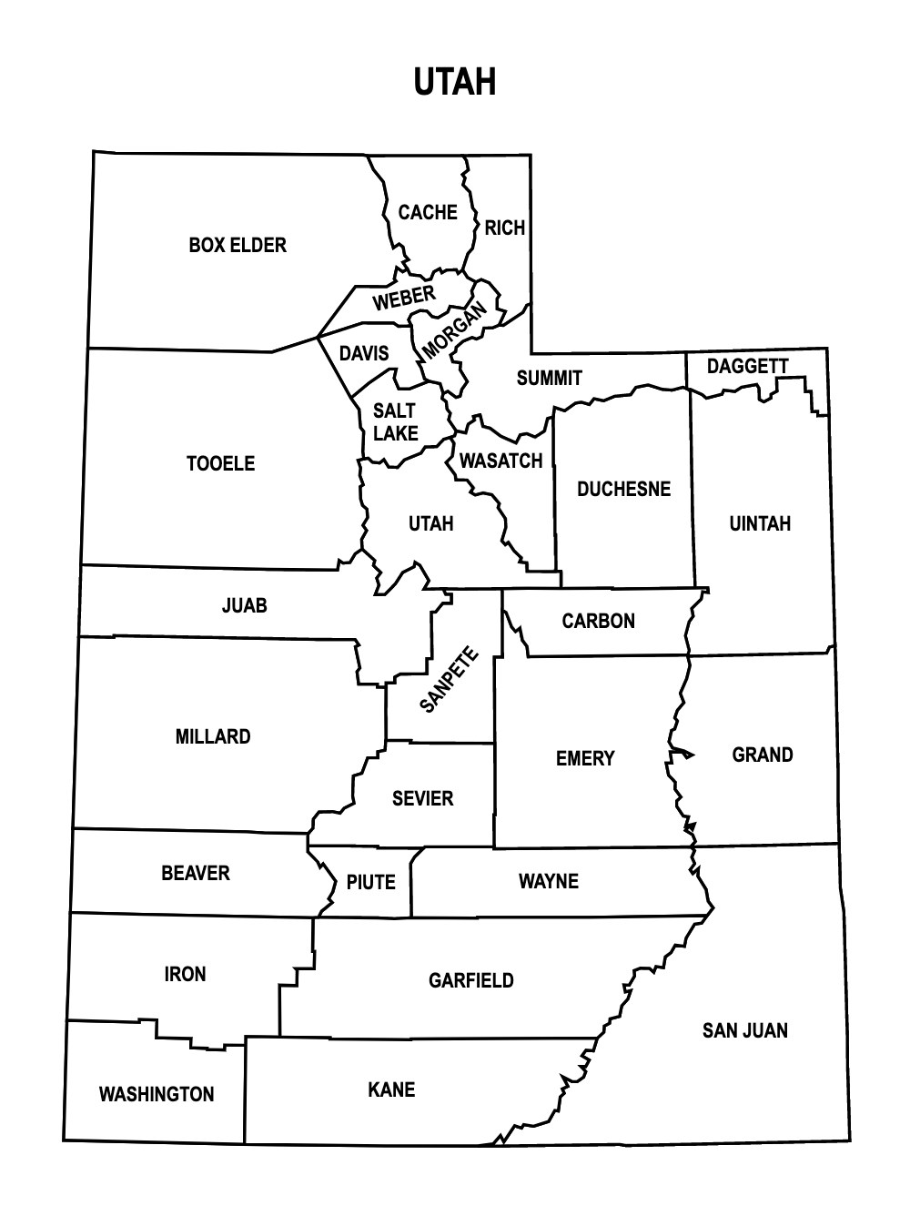 Utah County Map Editable & Printable State County Maps