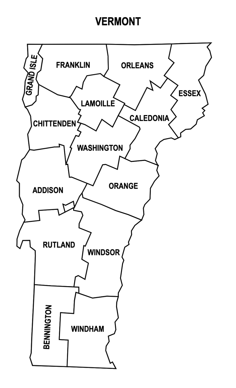 Vermont County Map: Editable & Printable State County Maps