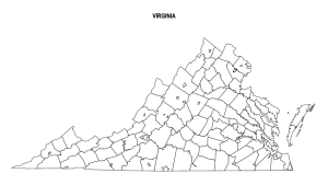 Free printable Virginia county outline map with border, Virginia county map, County map of Virginia,state, outline, printable, shape, template, download,USA, States