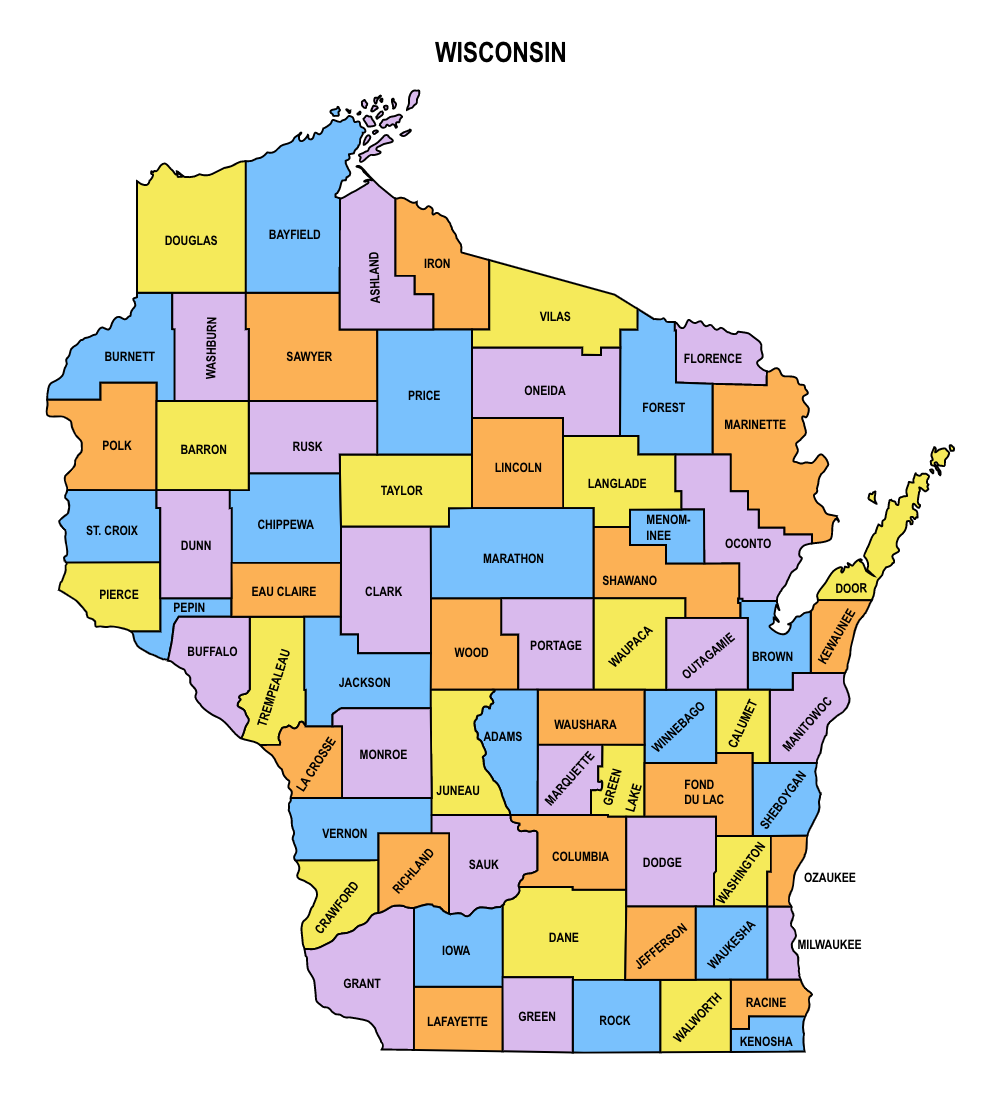 Wisconsin County Map: Editable & Printable State County Maps