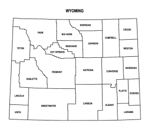 Free printable Wyoming county map outline with labels,Wyoming county map, County map of Wyoming, state, outline, printable, shape, template, download, USA, States