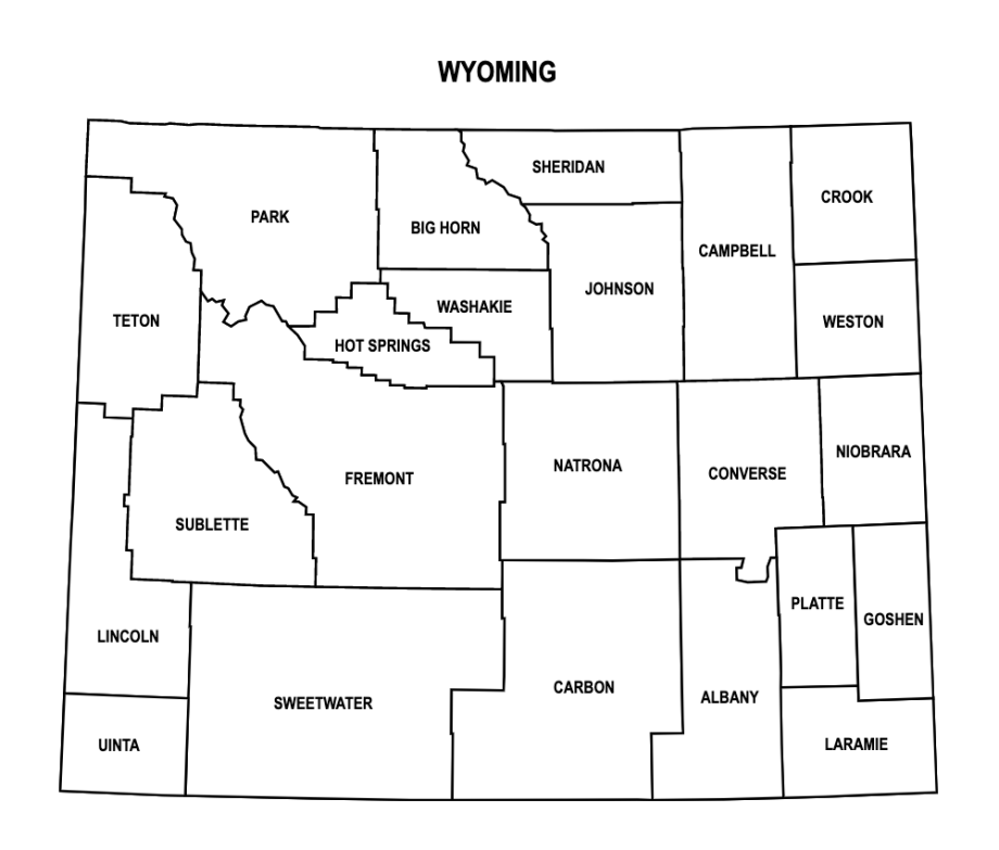 Wyoming County Map Editable Printable State County Maps   Wyoming County Map Outline With Labels 920x783 