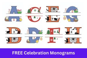 Free Easter monogram letters bunny egg basket chicken clipart alphabet letter split customize or personalize stencil template to print or download vector svg laser vinyl circuit silhouette, Halloween monogram maker clipart alphabet letter split monogram, christmas monogram letters, alphabets