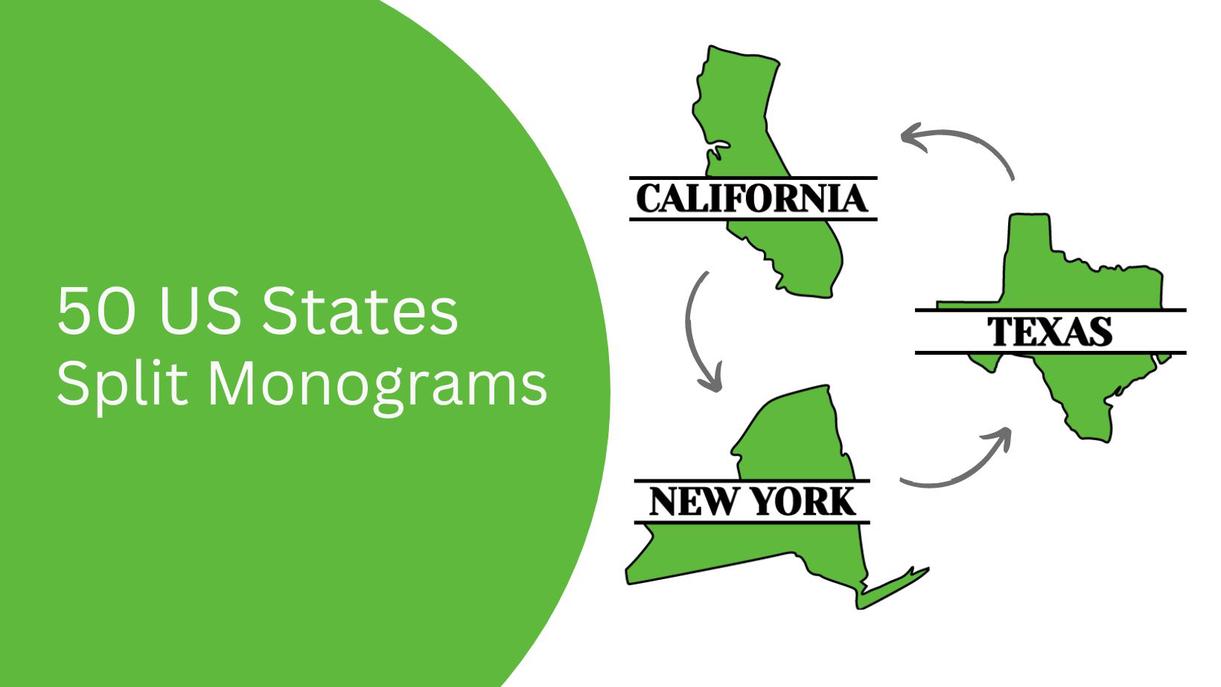 free US States split Monograms cricut