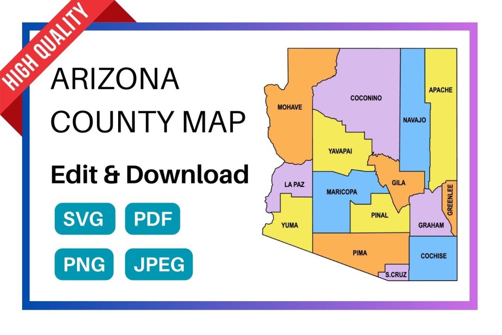 Arizona County Map Editable And Printable State County Maps 6280