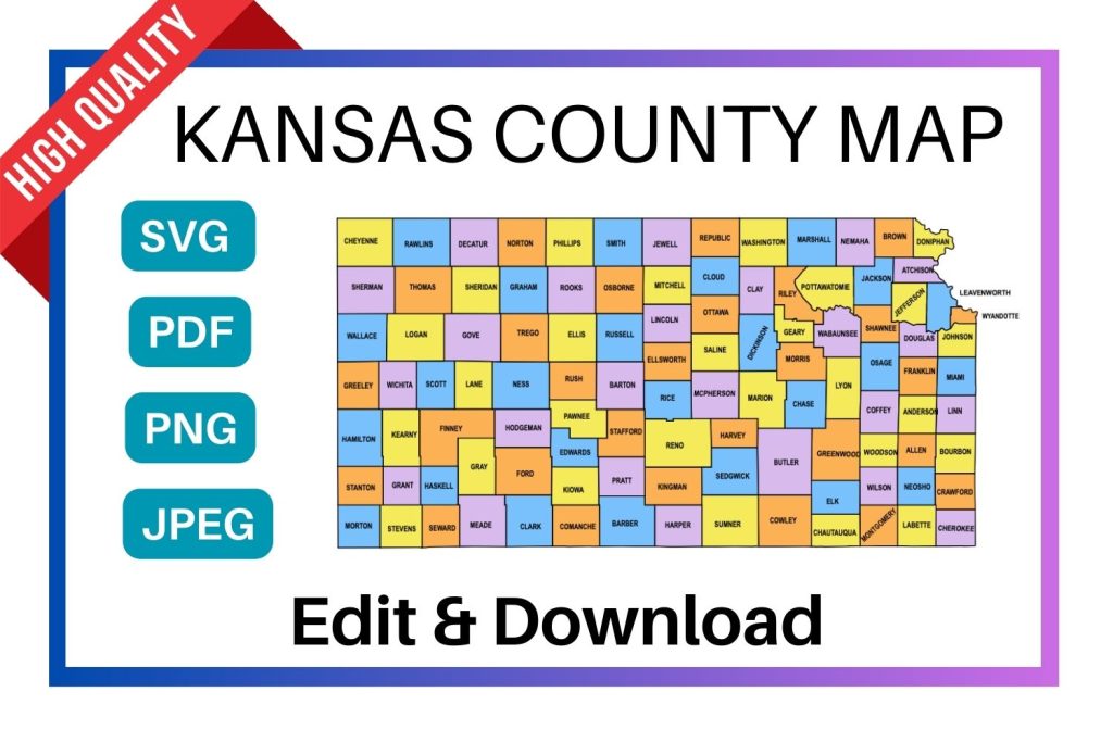 Kansas County Map Editable And Printable State County Maps