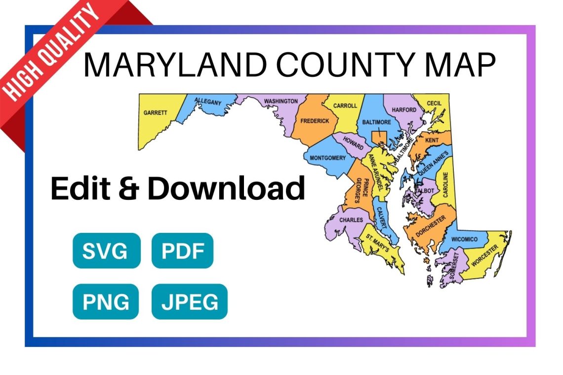 Maryland County Map Editable & Printable State County Maps