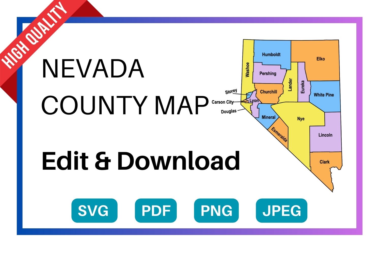 Nevada County Map Editable And Printable State County Maps 6062