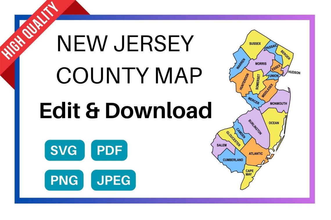 New Jersey County Map: Editable & Printable State County Maps