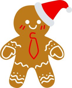 gingerbread man with santacluas hat and red tie, free, clip art, design, stencil, pattern, cutout, cookie, printable holiday ornament, christmas, decoration, cricut, coloring page, winter, window, vector, svg