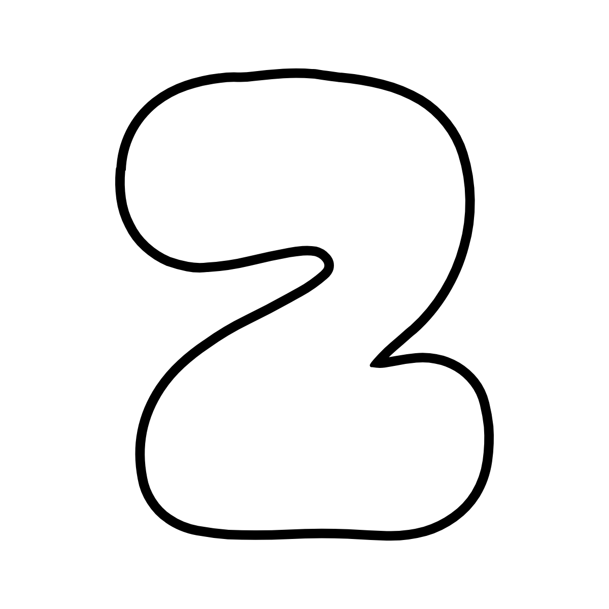 the number 2 in bubble letters