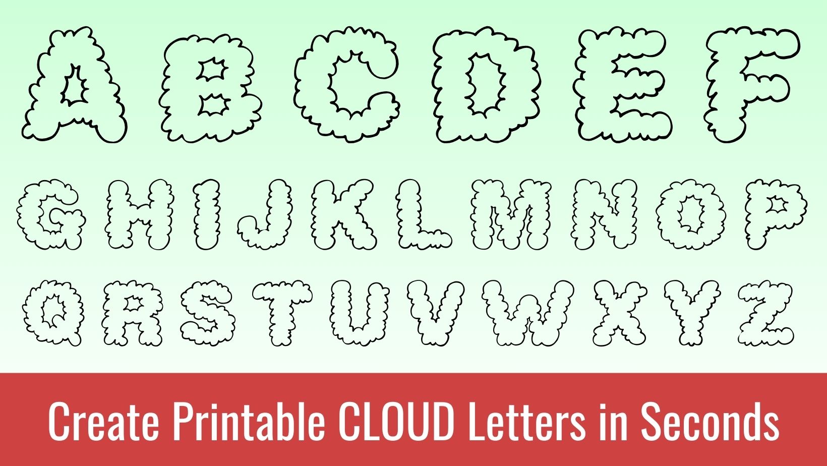 Printable cloud Letters: Free Alphabet Font and Letter Templates