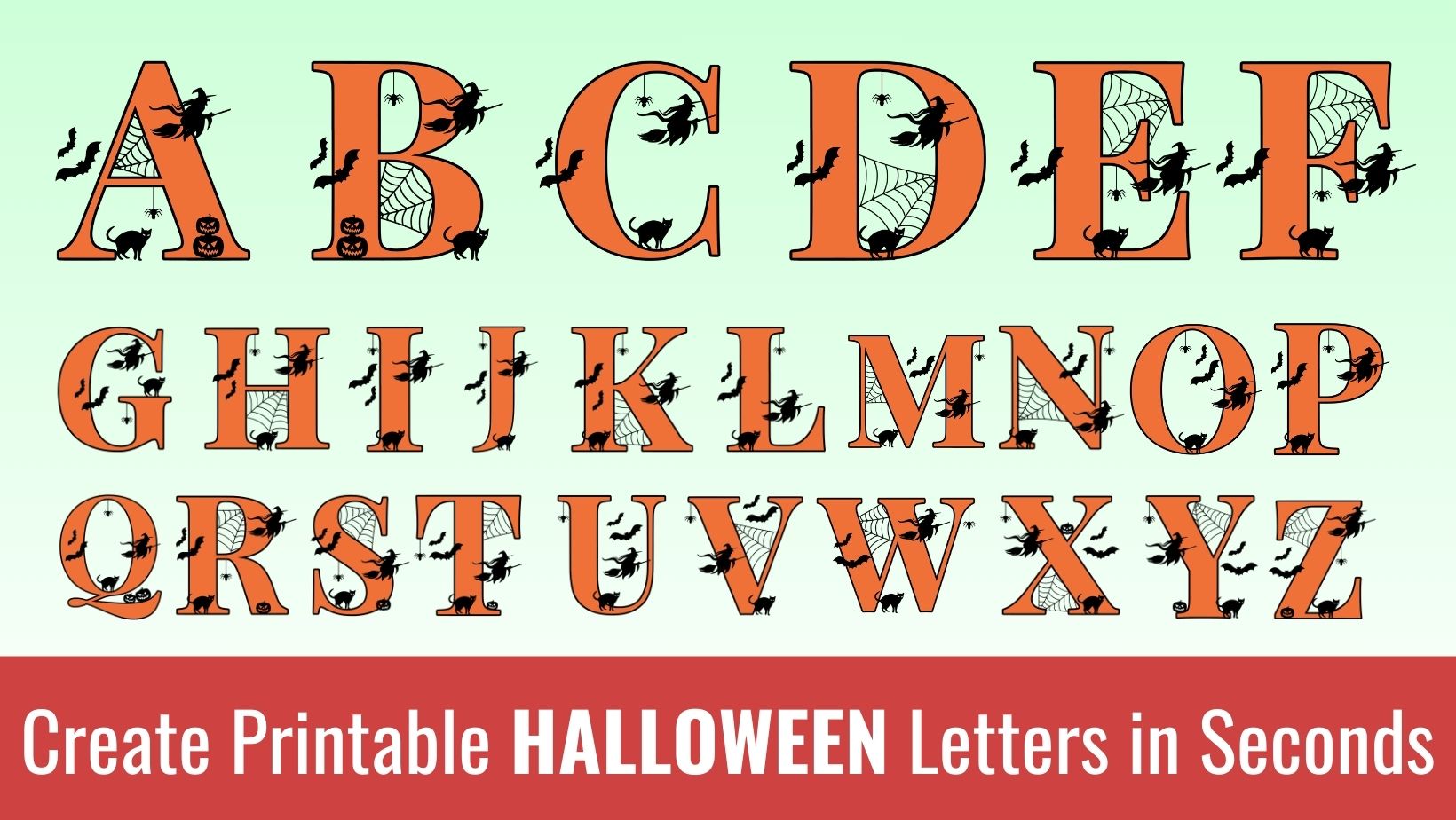 Printable halloween Letters: Free Alphabet Font and Letter Templates, spider web pattern