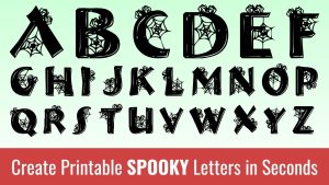Printable spooky halloween spider Letters: Free Alphabet Font and Letter Templates