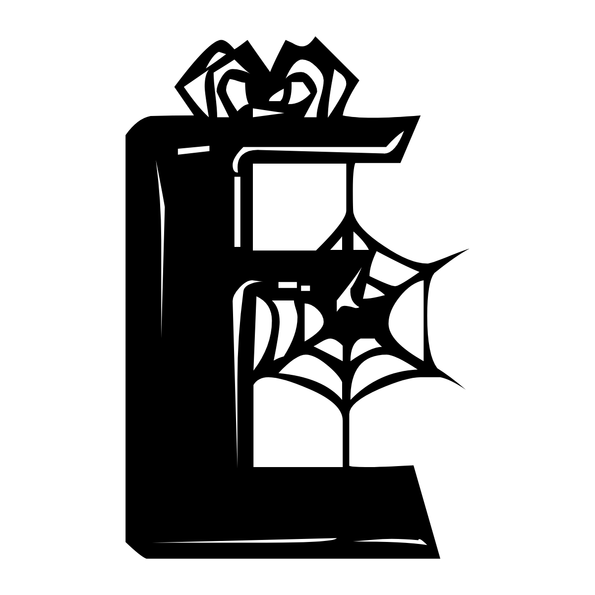 Free printable spooky halloween letter E. serif printable spooky halloween, number printable alphabet patterns print download svg, png, pdf, jpg pattern