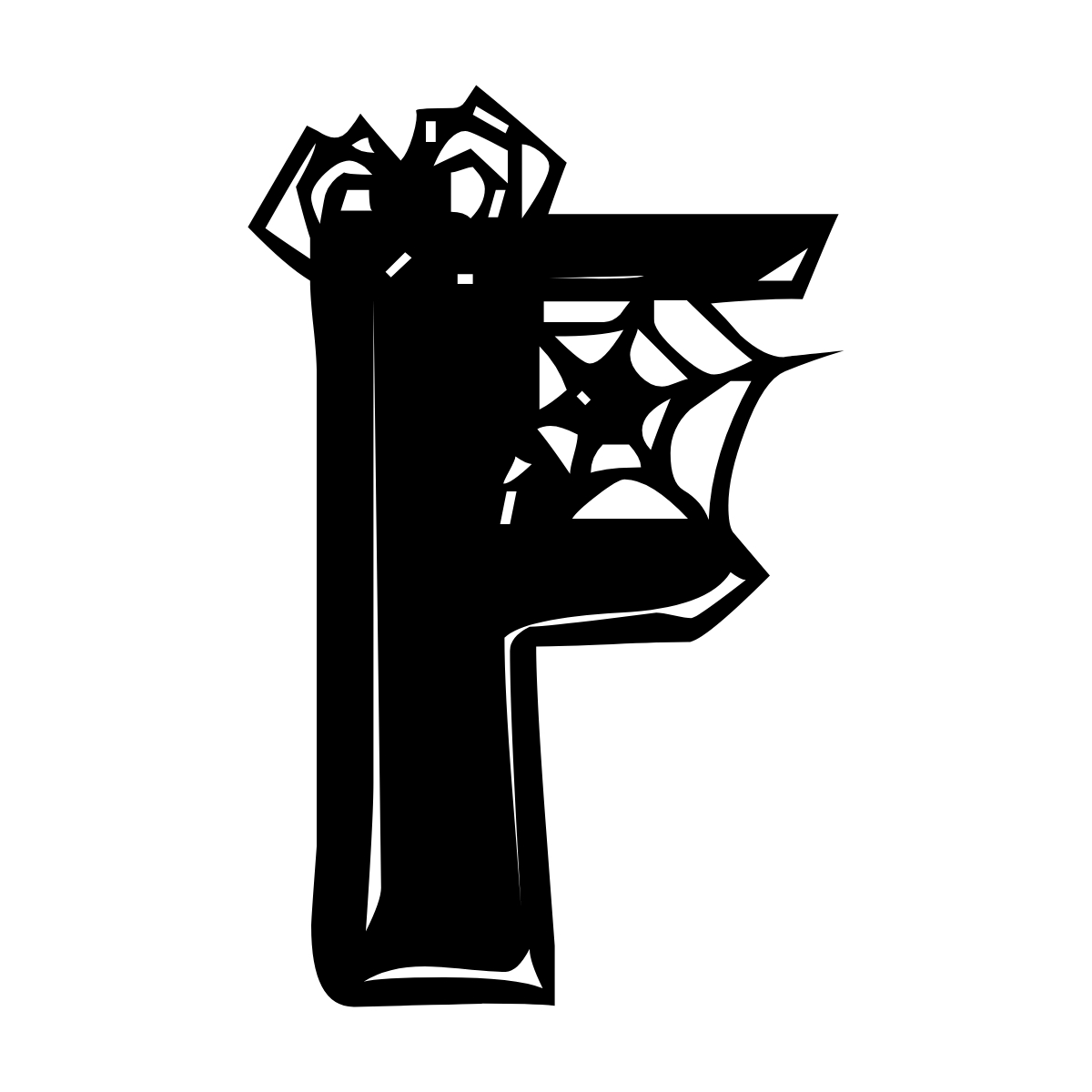 Free printable spooky halloween letter F. serif printable spooky halloween, number printable alphabet patterns print download svg, png, pdf, jpg pattern