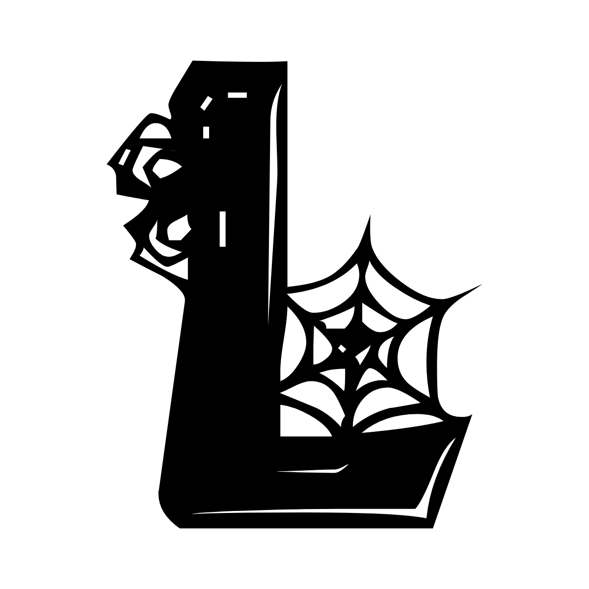 Free printable spooky halloween letter L. serif printable spooky halloween, number printable alphabet patterns print download svg, png, pdf, jpg pattern