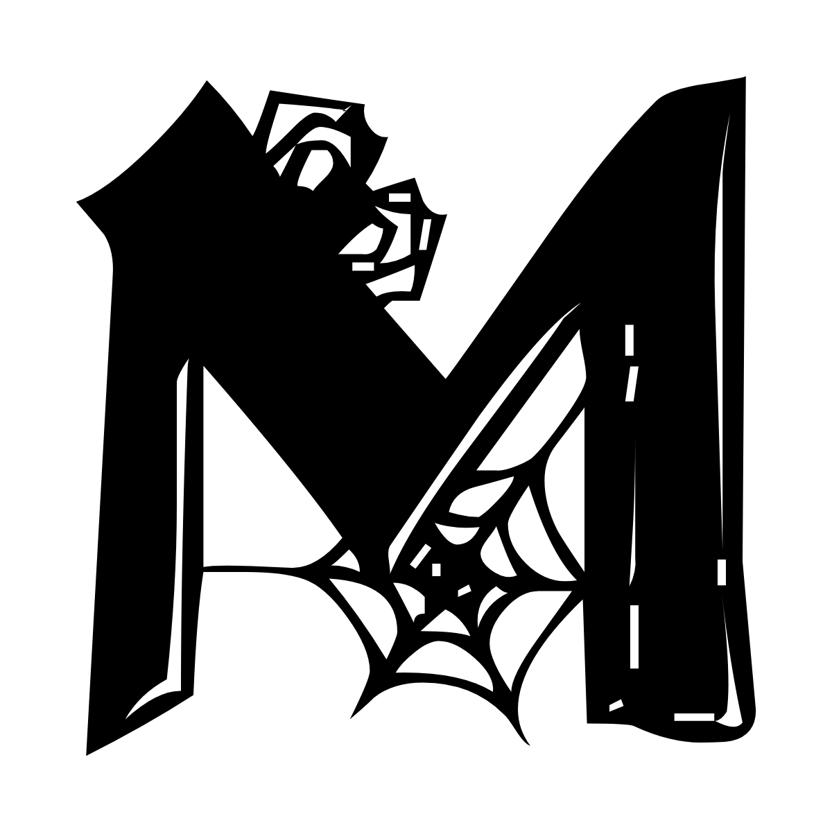 Free printable spooky halloween letter M. serif printable spooky halloween, number printable alphabet patterns print download svg, png, pdf, jpg pattern