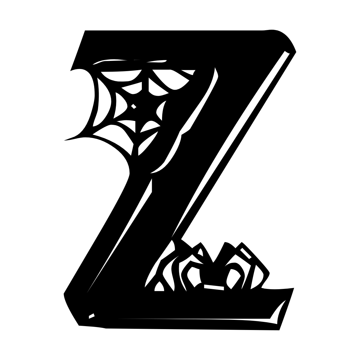 Free printable spooky halloween letter Z. serif printable spooky halloween, number printable alphabet patterns print download svg, png, pdf, jpg pattern
