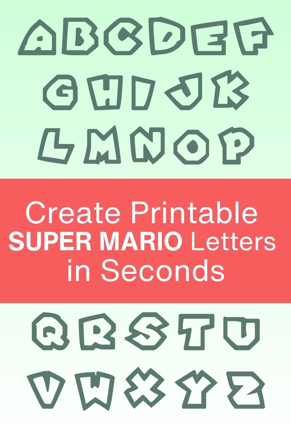 FREE printable letter super mario, DIY, font, templates, bold number and alphabet downloadable patterns, typeface
