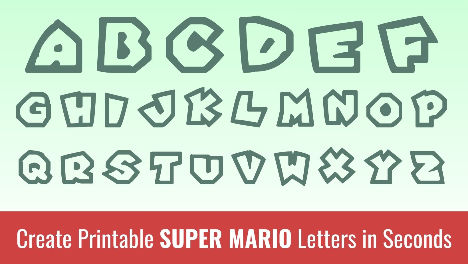 Printable super mario Letters: Free Alphabet Font and Letter Templates