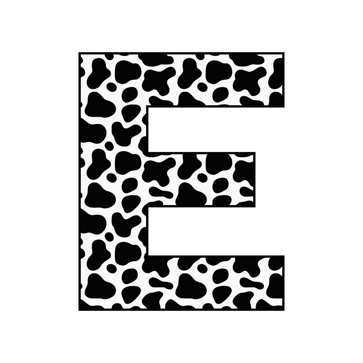 Free printable cow letter E. serif printable cow, number printable alphabet patterns print download svg, png, pdf, jpg pattern