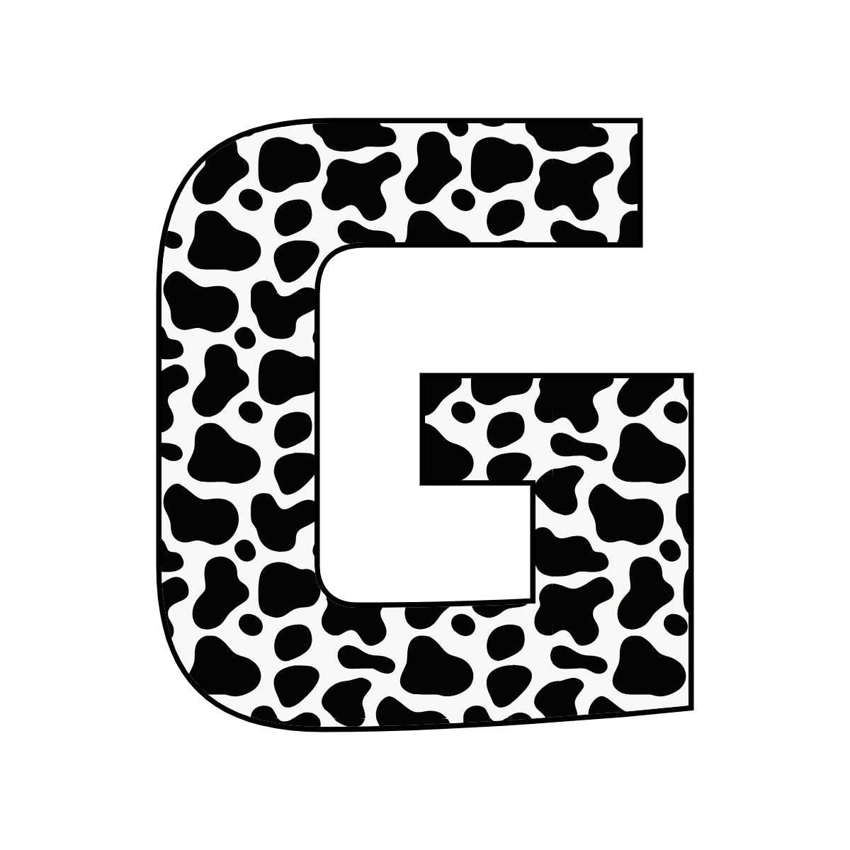 Free printable cow letter G. serif printable cow, number printable alphabet patterns print download svg, png, pdf, jpg pattern